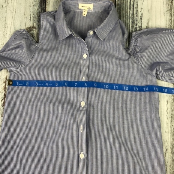 Monte’s Blue Oxford Button down Top Girls Size M - Picture 4 of 9